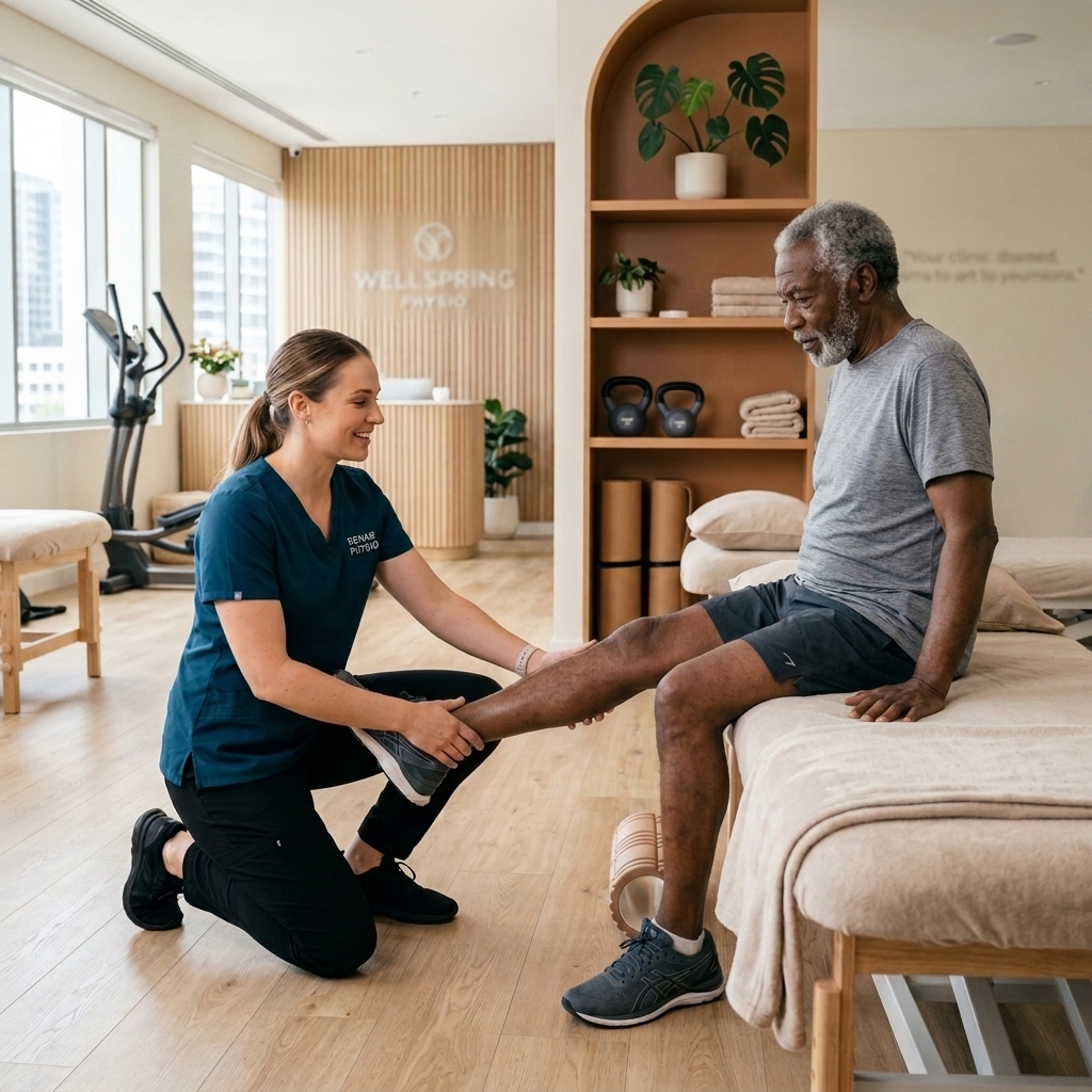 Dashboard de fisioterapia moderno com gráficos e anotações SOAP em tons terrosos